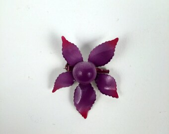 Vintage 1960s Purple and Pink Flower Brooch Metal