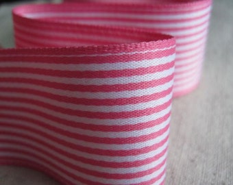 PINK and WHITE Stripes wide Ribbon