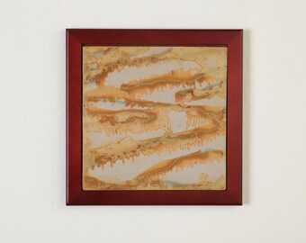 SALE Tile Wall Art Framed Ceramic Wall Hanging Winding River, 50 Percent Off Sale