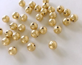 NEW!!!, 22K Gold Plated Brass Bead, Hammered Gold Beads, 8mm, 6pcs