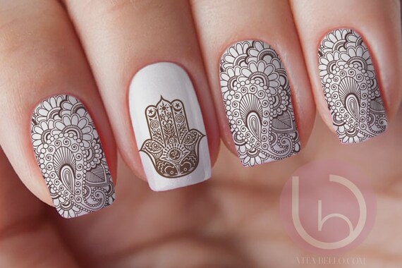 Henna Nail Waterslide Decal Nail Design Nails Press On Nail - Henna Nail Waterslide Decal Nail Design Nails Press On Nail