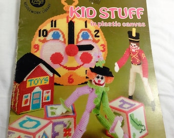 Kid Stuff In Plastic Canvas Booklet By Boye/Needle Craft/Plus 2 New 7 Mesh Plastic Canvas Included/Book In Great Condition (X)