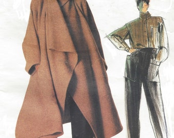 80s Issey Miyake Avant Garde Womens Coat, Shirt & Pants Vogue Sewing Pattern 1476 Size 12 Bust 34 UnCut Label Included Vogue Individualist