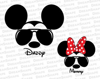 Mouse Ears Shades SVG Cut Files, Mouse Ears Mickey Minnie Spectacles DXF Cutting Files, Mickey and Minnie Shades SVG Files, Instant Download