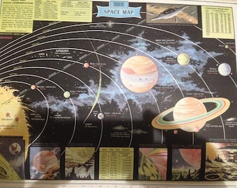 Vintage 1959 Full Color Modern Space Map Rand McNally