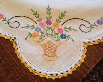 Vintage Embroidered Tablecloth