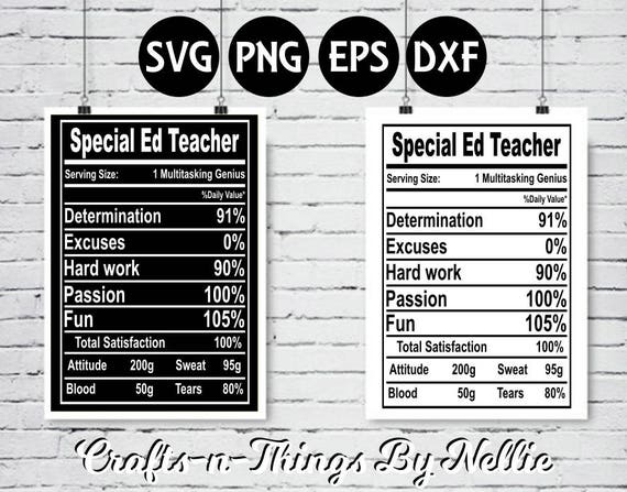 Download Special Ed teacher Nutrition Facts SVG