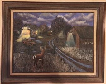 Deer on the Farm - original painting