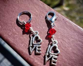 SALE Little Love MINI: Set of 2 Love Sign Stitch Markers for Knitters & Crocheters