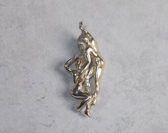 Adam and Eve Sterling Silver Sculptured Pendant, Snake, Erotic, Figurative Jewelry