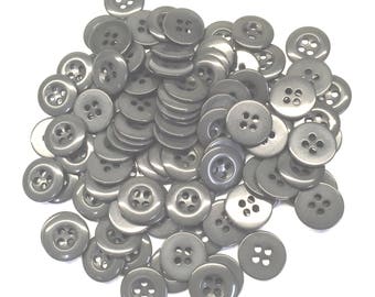 Grey Urea Buttons, 24 Ligne, 5/8" (15 mm) - Pack of 100