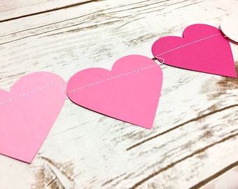 Shades of Pink Garland, Pink Hearts Garland, Hearts Banner, Valentine's Day Garland, Baby Shower, Birthday Decor, Bridal Shower, Photo Prop