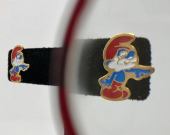 1980's Vintage Enamel Papa Smurf Stud Earrings