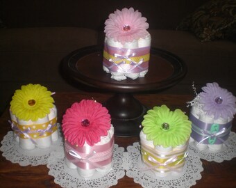 Flower Baby Shower Centerpieces mini diaper cakes different colors and sizes available too