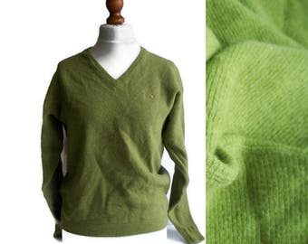 Vintage Wool Sweater, Vintage Mens sweater, Lambswool sweater, Green sweater, Vintage Pullover, Size M