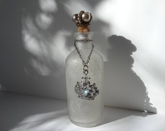 Altered Vintage Bottle mixed media,Cottage Decor