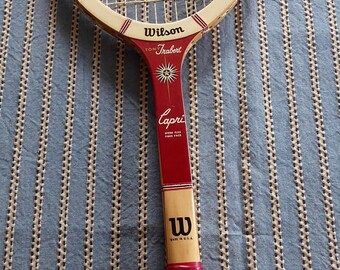 Vintage Wilson TONY TRABERT Autograph Wood Tennis Racquet Leather Grip Very Good Condition 4 1/2 Medium