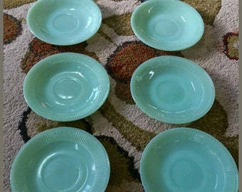 Vintage Jadite fireking saucers-Set of 8