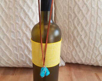 FREE SHIPPING !!!!!Save 20% NOW Turquoise and Leather necklace 22 inches long !