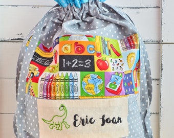 Unique personalized bag for daycare, nursery drawstrings bag, baby gift, drawstrings bag, diapers bag, library bag, beach bag, walkings bag