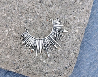 Sylvia Starburst Silver Pendant Necklace