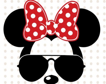 Minnie Mouse svg sunglasses, Layered Disney Minnie Mouse sunglasses cricut silhouette svg file instant download minnie mouse head svg file
