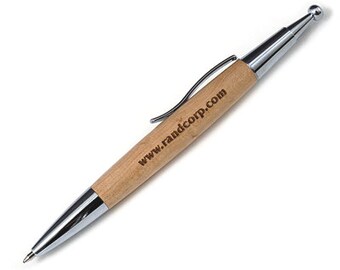 Engraved Pen, Custom Personalized Engraved Maple Silver Click-top Pen, birthday, Christmas gift, Item #40785