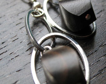 Tiger ebony dangle earrings