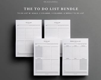 To Do List Printable Bundle - To Do List w/ Goals, 2 and 3 Column To Do List, Weekly To Do list | Printable Planner Pages, Planner Insert