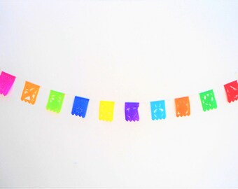 super mini papel picado, very small mexican banner, rectangle bunting, mexican party decor, mini papel picado, rectancular XXS