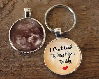 Daddy Key chain, Gift for Dad, Keychain for Daddy, Personalized Key chain, Sonogram for Daddy, Photo Keychain, Ultrasound Keychain