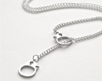 25%OFFSALE Silver Handcuff Necklace, Lariat Hand Cuff Necklace