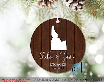 Christmas Ornament, Engagement Ornament, Engagement Gift, Family Ornament, Personalized Gift, State Ornament, Map Ornament, Wedding Ornament