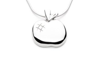 Apple - Handmade Sterling Silver Pendant with Snake Chain