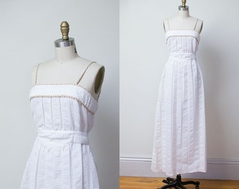 1970s Maxi Dress / 70s White Sundress