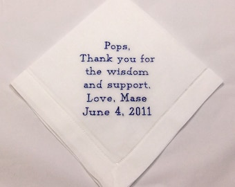 Cotton Handkerchief Embroidered Personalized Pocket Square Wedding Handkerchief Mans Hanky Custom Made Hankerchief HM403