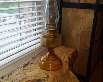 Vintage Amber Eagle Oil Lamp