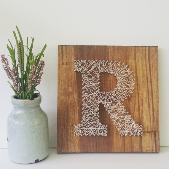 Personalized Letter String Art Rustic Wood Letters for Wall