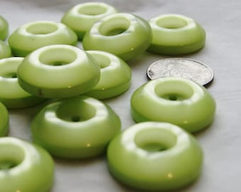 15 Lime Green Buttons, Thick Deep Face Donut Button, Sew Through Buttons (AN 16)