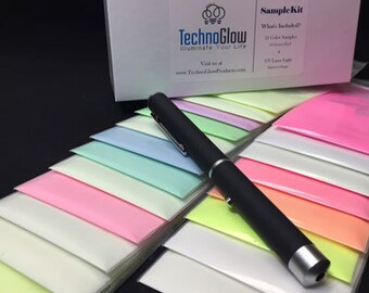 Glow in the Dark Powder Sample Pack - 21 Colors + UV Laser Light