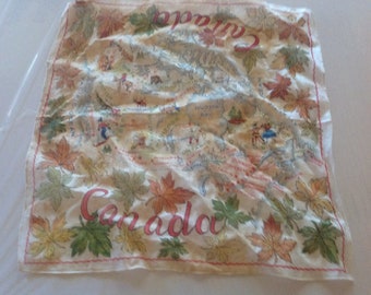 vintage illustrated Canada Map Hanky