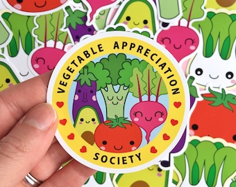 Cute Vegetables sticker set- laptop stickers - vegan vegetarian vinyl sticker - veggie sticker