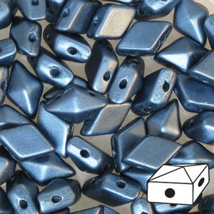 Diamonduo Pastel Petrol Pressed Glass Diamond Duo Two Hole Seed Beads 5x8mm 50 pcs