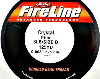Fireline 125 Yd. 6Lb BeadSmith Berkley Braided Beading Thread, Crystal or Smoke, Beadweaving, DIY Jewelry Supplies, Bead Supply