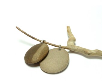 Drilled Beach Stones CASHMERE Pendants Pebbles River Rocks diy Charms Jewelry Focals Organic Eco Two Tone Striped Ban Brown