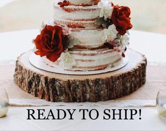 Wood slab cake stand! Wood slice, cake stand, wood slab, rustic cake stand, rustic wedding, wood cake base 18 16 14 12 inch tree slice