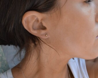 Solid Gold, Delicate 14K Gold Ball Stud Earrings, Second Hole Ball Earrings, Unisex Stud Earrings, Mens Studs, Gold Ball Earrings, Gold Stud