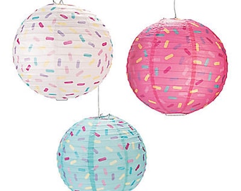 Sprinkle Party Lanterns/ Party Hanging decorations/ sprinkles/ Colorful party/Girl Party/ donut party lanterns/ donut party