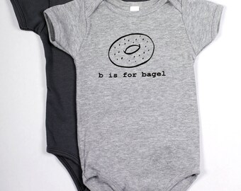 B is for Bagel Baby One-Piece Bodysuit (Heather Gray)