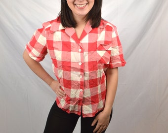 Vintage Womens Korday Plaid Pearl Snap Shirt - Dan River